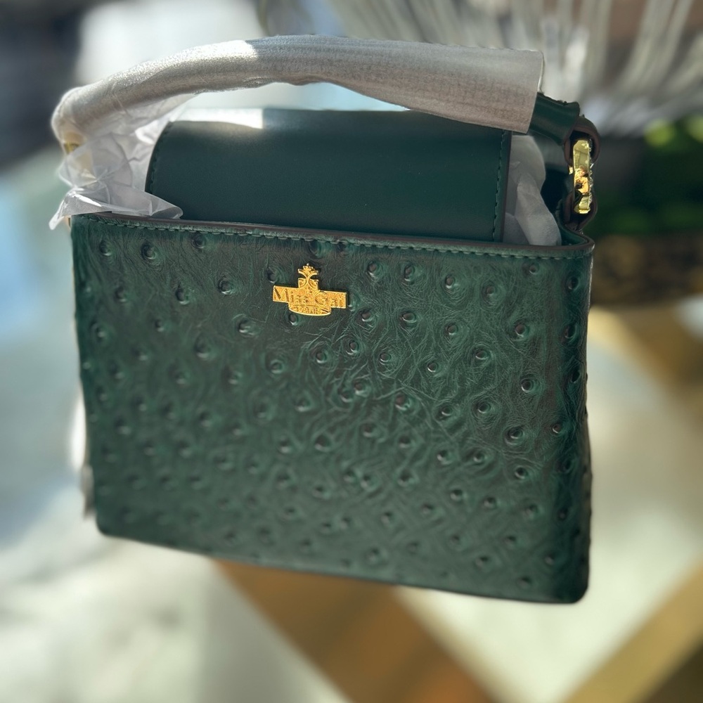 Green Mini Bag with Gold Hardware